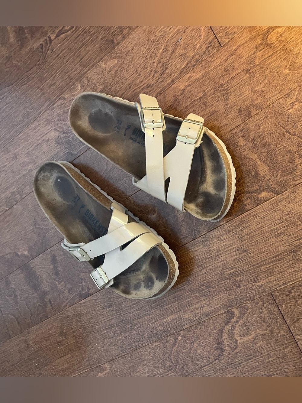 Birkenstock Women's Cream Double Buckle Slide Sandals